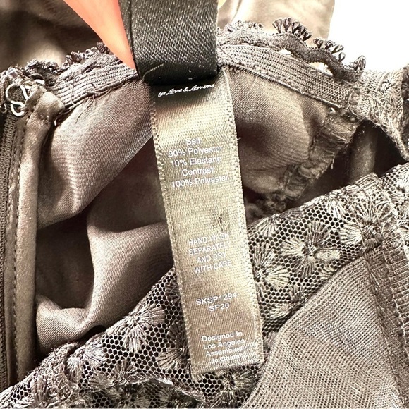 For Love & Lemons XS Black Lace & Ruched Satin Slip Mini Dress Whimsigoth Fairy - Picture 11 of 14